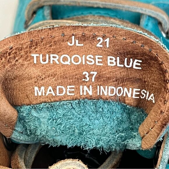 BLACKSTONE JL21 Sneaker in Turquoise Blue Leather Size 7 NEW - Picture 14 of 14